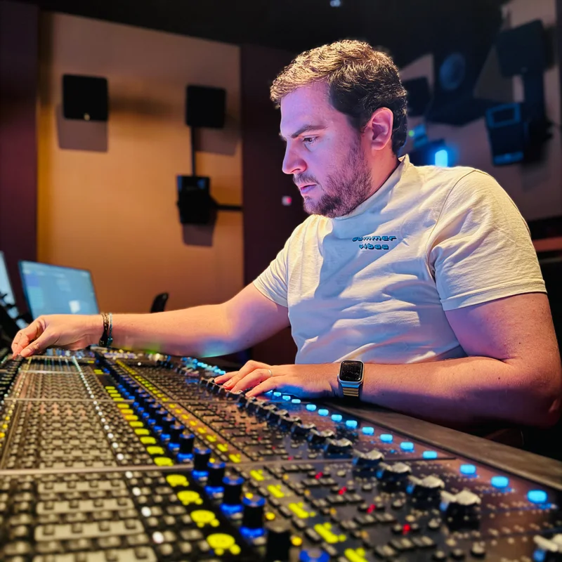 Alvaro de Iscar, CEO of Kaizen Audio, mixing a feature film